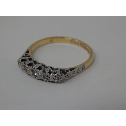 161 - Antique 18ct Gold & Platinum 5 Stone Diamond Ring: Size N: Weight 2.5g