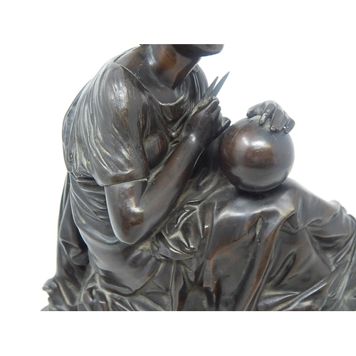 444 - Bronze of a Classical Lady on White Marble Base. Overall Size: 35cm long x 16cm deep x 28cm high