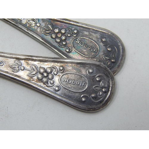 64 - Pair of Russian Silver Filigree Salts with Spoons & Clear Glass Liners. Hallmarked to Spoons. Diamet... 