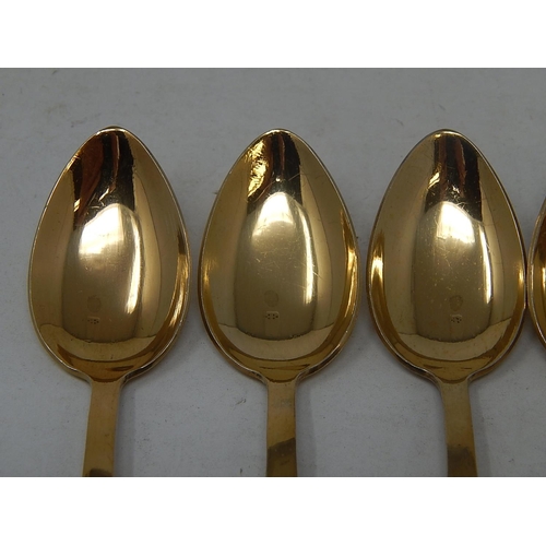 67 - Set of Five Russian Silver Gilt Cloisonné Spoons Hallmarked 916 by The Leningrad Jewellery Factory. ... 