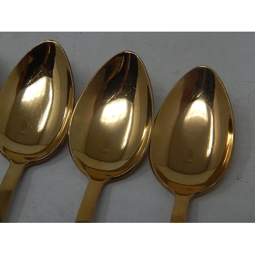 67 - Set of Five Russian Silver Gilt Cloisonné Spoons Hallmarked 916 by The Leningrad Jewellery Factory. ... 