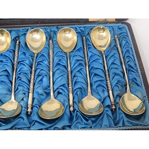 69 - RUSSIAN SILVER: Set of Twelve 19th Century Russian Niello Spoons Hallmarked 1877 by Stefan Kuzmich L... 