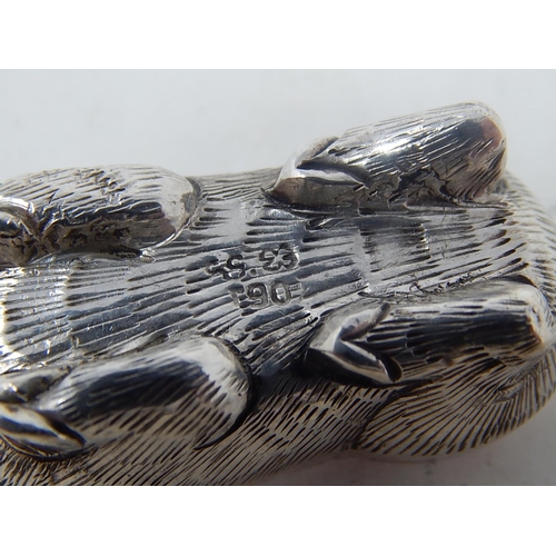 75 - Oriental Silver Box formed as a Red Stag Deer. Marked to Base: Measures 5cm Long.