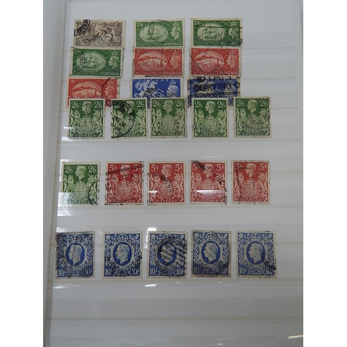 518 - Collection of High Value Stamps KGV-QEII including KGVI 10/- Blue Multiples housed in a green stock ... 