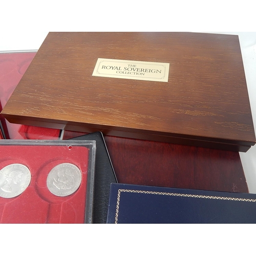 657 - Tray of Commemorative Crowns together with a box of coin accessories