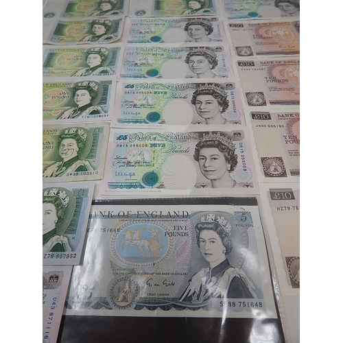 660 - Collection of GB Vontage Banknotes comprising £1, £5 & £10: Face Value totals £93