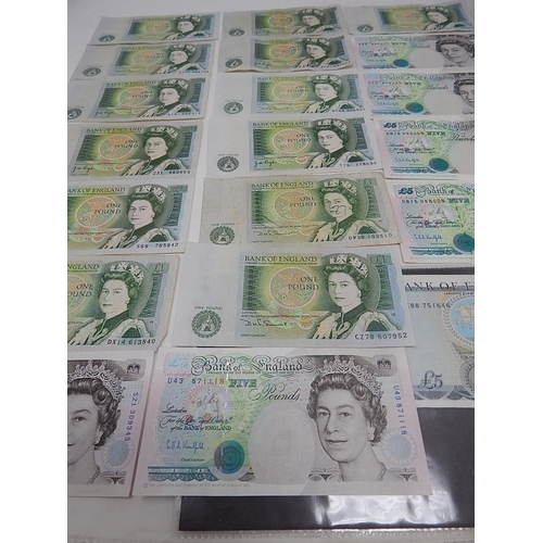 660 - Collection of GB Vontage Banknotes comprising £1, £5 & £10: Face Value totals £93