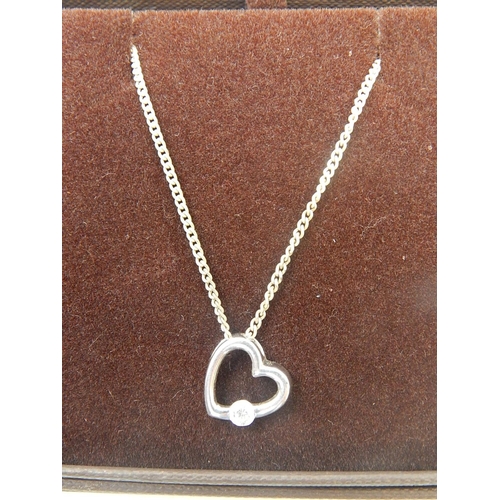 174 - Beaverbrooks: 925 Sterling Silver Heart Shaped Pendant on Silver Chain.