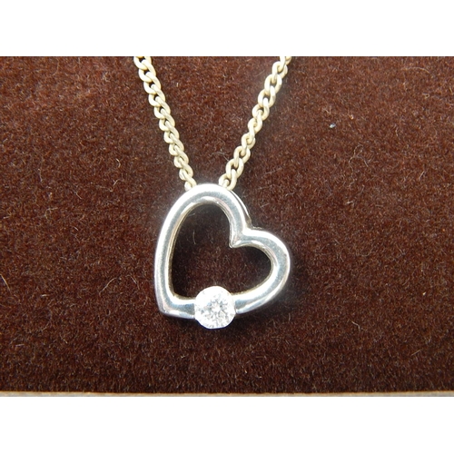 174 - Beaverbrooks: 925 Sterling Silver Heart Shaped Pendant on Silver Chain.