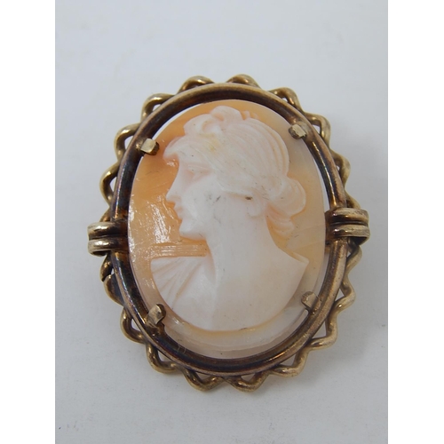 183 - 9ct Gold Hallmarked Gem Set Ring (size O) together with a rolled gold mounted Cameo Brooch.