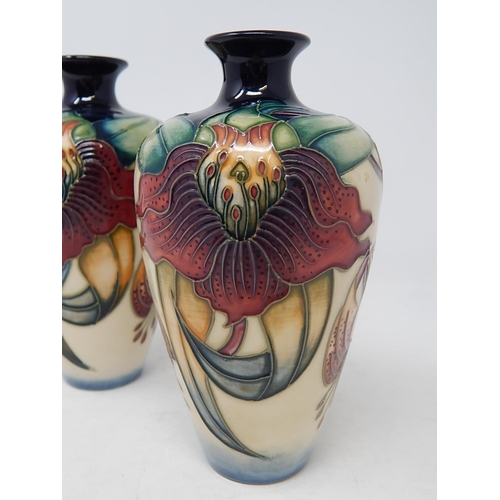 400A - Pair of Moorcroft Vases: Height 15.5cm