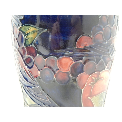 400B - Moorcroft: Blue Finches Vase: Height 19cm: Boxed