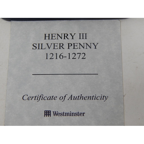 661 - Henry III Silver Penny 1216-1272 together with certificate of authenticity. Cased.