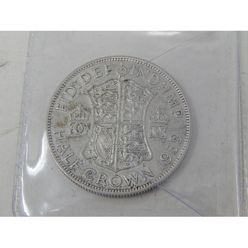 663 - Silber Augsburger Taler Replik Von 1744 together with 3 silver Half Crowns 1939, 1940 , 1946.