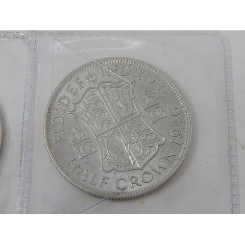 663 - Silber Augsburger Taler Replik Von 1744 together with 3 silver Half Crowns 1939, 1940 , 1946.