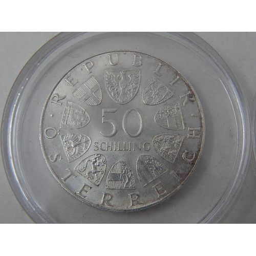 664 - 2 x Austria Silver Schilling 34mm diameter: fineness 0.900