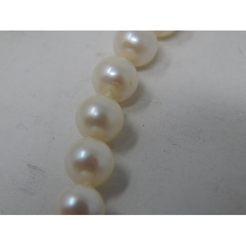 152 - Single row pearl necklace, pearls approximately 6.7mm, with a 9ct gold detachable pendant set with m... 