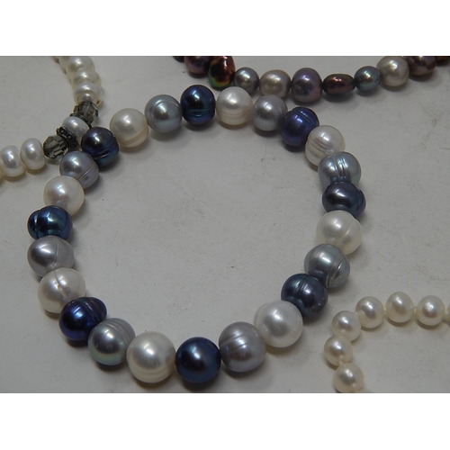 153 - Single row freshwater pearl necklace with clasp stamped as 9ct, together with a selection of mixed p... 