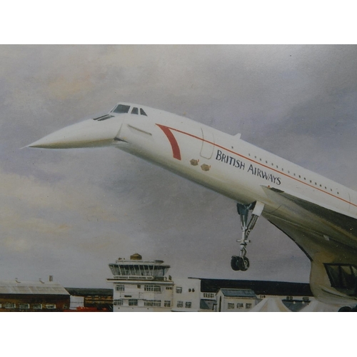 262 - Framed & Glazed Concorde Print by Terry Harrison: Measures 54cm x 39cm