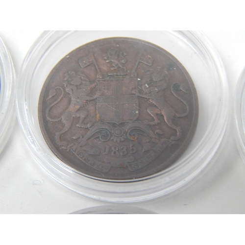 686 - COINS: 1754 Farthing: 1793 Halfpenny Tho Scott & Co: 1796 Halfpenny Issac Newton: 1822/1823/1835 Far... 