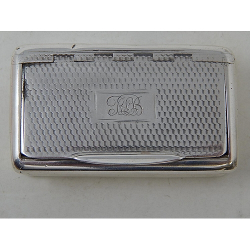 82 - George IV Silver Snuff Box: Hallmarked Birmingham 1824 by John Death: Measures 6.5cm x 3.6cm: weight... 