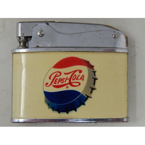 468 - RARE: 1960's Zenith Pepsi Cola Petrol Lighter, in working order. Boxed.