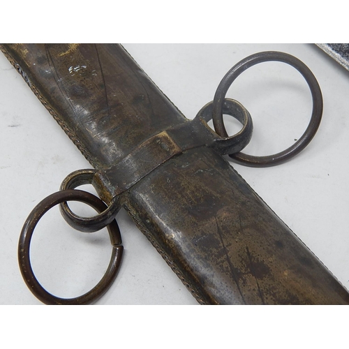 457 - Antique Burmese Sword & Scabbard: Measures 62cm Long.