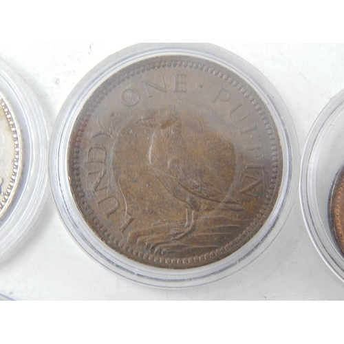 666B - COINS: Puffin 1929, 2x 1929 half puffin, 1931 5 Francs, 1934 20 Belgian Francs, 1922 German 3 Marks ... 