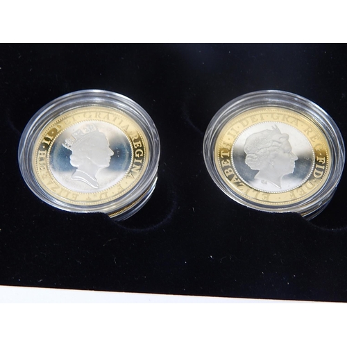 695 - 1997-1998 2 x Silver Proof £2 Coin Set: 1998 Silver Proof Piedfort £1 Coin: Guernsey 70th Birthday o... 