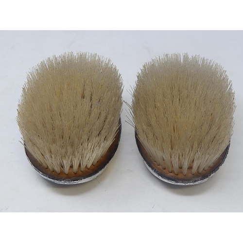 99E - Pair of Silver Mounted Clothes Brushes, Hallmarked Birmingham 1926 by Broadway & Co.