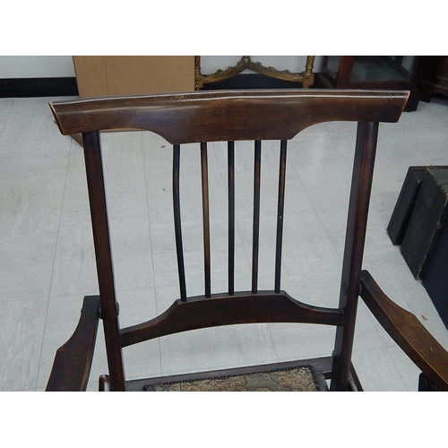 715 - Late 19th Century Beech Ship's Folding Chair with Spindle Back & Fabric Panel Seat. Condition: Very ... 