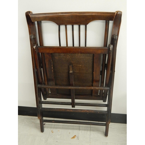 715 - Late 19th Century Beech Ship's Folding Chair with Spindle Back & Fabric Panel Seat. Condition: Very ... 