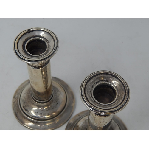 4 - Pair of Edwardian Conical Silver Candlesticks Hallmarked Birmingham 1907 by A & J Zimmerman. Height ... 