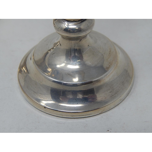 5 - Pair of Silver Bud Vases Hallmarked Birmingham 1916 by T.H.Hazelwood. Height 14.4cm