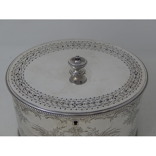 7 - 18th Century George III Silver Twin Division Tea Caddy with Bright Cut Decoration & Blank Cartouche.... 