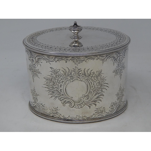 7 - 18th Century George III Silver Twin Division Tea Caddy with Bright Cut Decoration & Blank Cartouche.... 
