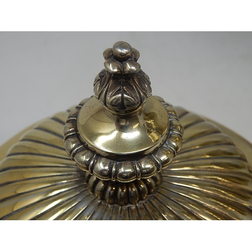 16 - Edwardian Silver Gilt Trophy Cup & Lid: Hallmarked London 1908 by Sydney Bellamy Harman: Height on S... 