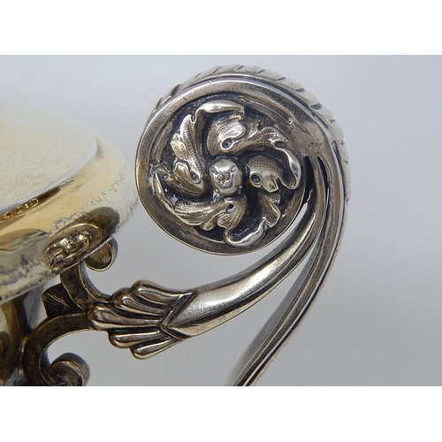 16 - Edwardian Silver Gilt Trophy Cup & Lid: Hallmarked London 1908 by Sydney Bellamy Harman: Height on S... 