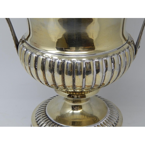 16 - Edwardian Silver Gilt Trophy Cup & Lid: Hallmarked London 1908 by Sydney Bellamy Harman: Height on S... 