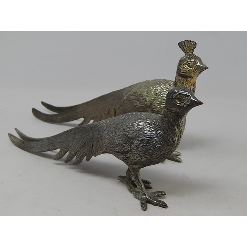 19 - Pair of Silver Plated Table Ornaments formed as Pheasants.