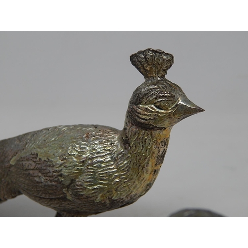 19 - Pair of Silver Plated Table Ornaments formed as Pheasants.