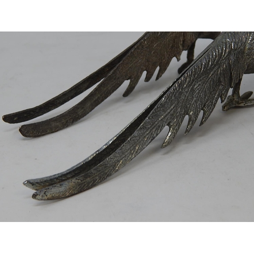 19 - Pair of Silver Plated Table Ornaments formed as Pheasants.