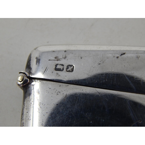 32 - Edwardian Silver Card Case with Hinged Top: Hallmarked Chester 1908: Measures 8cm x 4cm