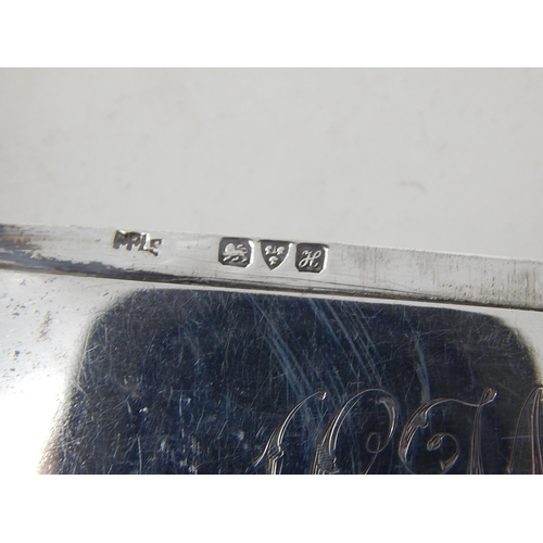 32 - Edwardian Silver Card Case with Hinged Top: Hallmarked Chester 1908: Measures 8cm x 4cm