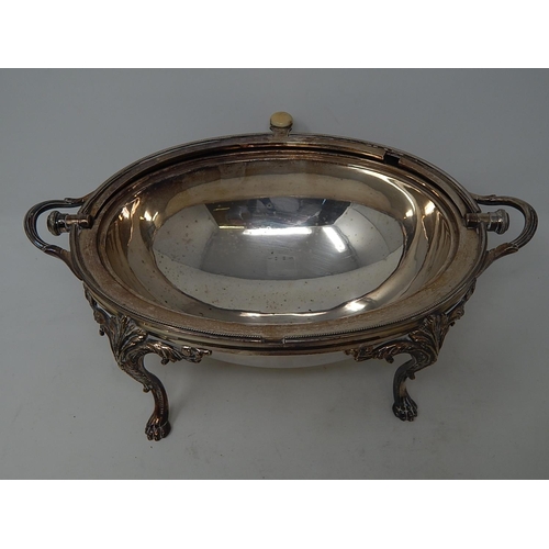 34 - Edwardian Silver Plated Revolving Bacon Dish: 35.5cm wide.