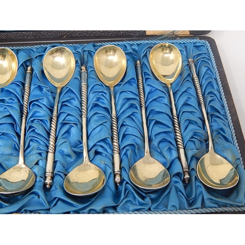 40 - RUSSIAN SILVER: Set of Twelve 19th Century Russian Niello Spoons Hallmarked 1877 by Stefan Kuzmich L... 
