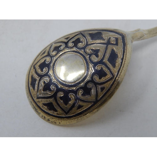 40 - RUSSIAN SILVER: Set of Twelve 19th Century Russian Niello Spoons Hallmarked 1877 by Stefan Kuzmich L... 