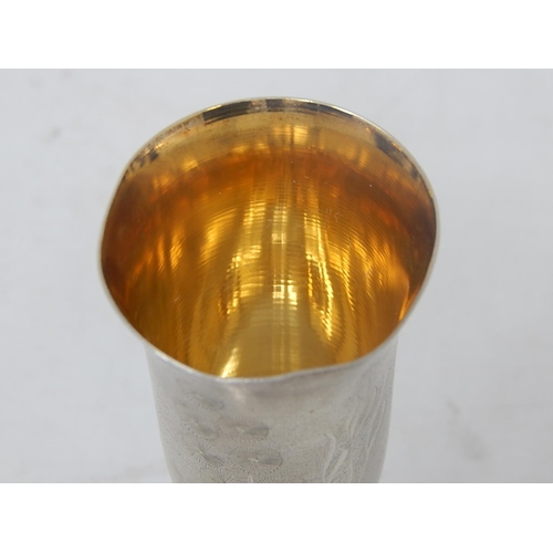 42 - Russian Silver Vodka Cup with Gilded Interior: Hallmarked 916: Height 8cm: Weight 45g