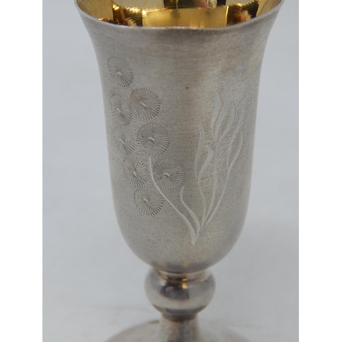 42 - Russian Silver Vodka Cup with Gilded Interior: Hallmarked 916: Height 8cm: Weight 45g