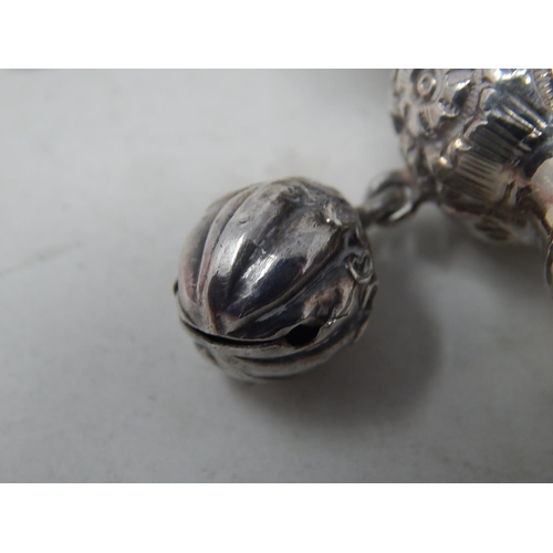 49 - Victorian Tests Silver Combined Rattle with All Three attached Bells & Whistle with Ivory Teether: D... 